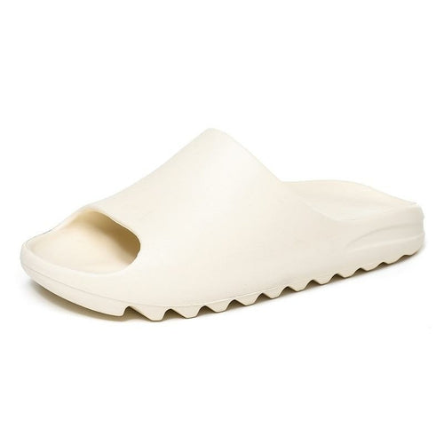 Lightweight EVA slides featuring thick cushioned sole.