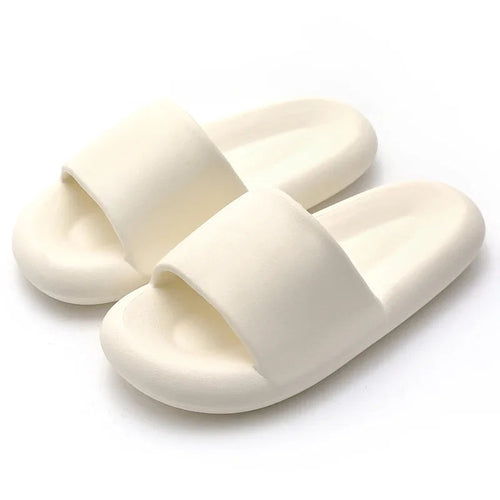 Women's open-toe EVA slippers with thick cushioned footbed.